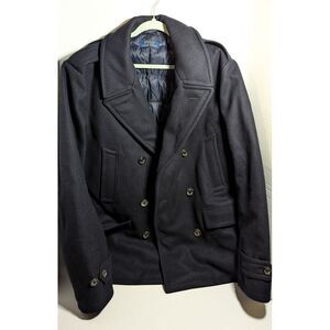 Polo Ralph Lauren Down Lined Double Breasted Peacoat Men's XXL  Blue Wool Rare